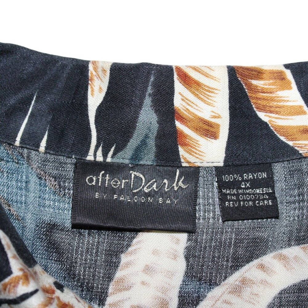 After Dark by Falcon Bay 4XL Aloha Hawaiian Shirt Palm Trees Loop Collar Tropic - Picture 6 of 12